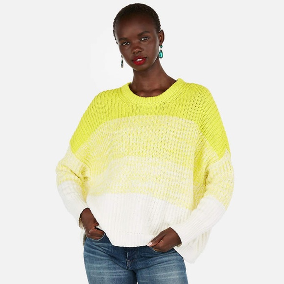 Express Sweaters - Boxy Ombre Pullover Sweater